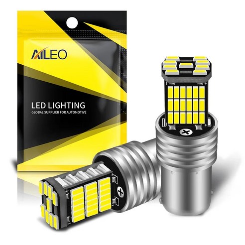 AILEO 자동차 후진등 교체용 고출력 LED 전구, 1156, BA15S, P21W, S25, 7506, 45 개, 4014SMD, 슈퍼 브라이트, 1200LM, 흰색, 2 개