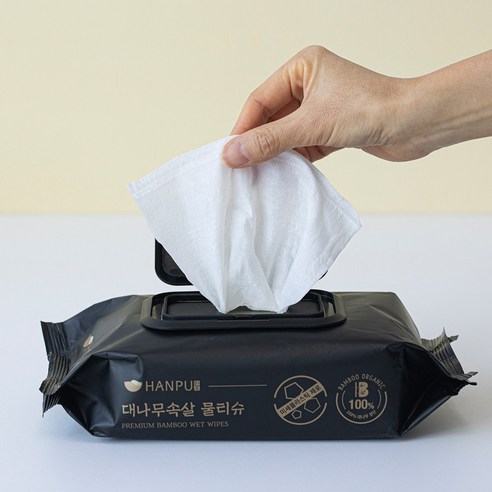 대나무 속살로 촉촉하고 안전하게, 한포 프리미엄 아기 물티슈