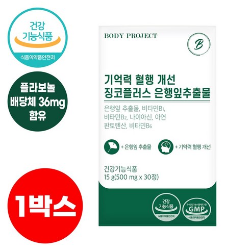 징코플러스 혈액순환 기억력 혈행 개선에 도움 은행잎추출물 영양제 아연 판토텐산 비타민B 부모님 수험생, 4박스, 30정