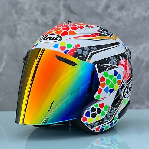 아라이 바이크 헬멧 오토바이 오리엔탈 그래픽, 7-크리스탈 - 골든 렌즈 포함