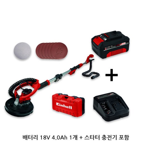 독일 아인헬 무선 충전 벽면 천정 전동 대형 샌더기 샌딩기 왁싱기 TE-DW 18/225 배터리포함, 충전벽면샌더 TE-DW 18/2258(4.0ah포함), 1개