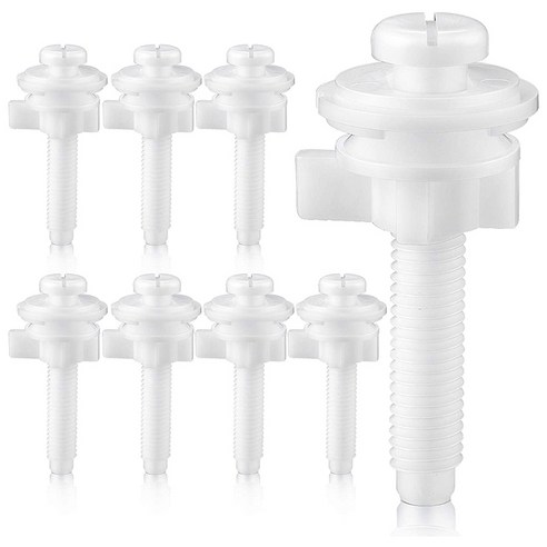Deoxygene 플라스틱 너트와 와셔가있는 8PCS 변기 힌지 볼트 나사 교체 부품 키트, 1개