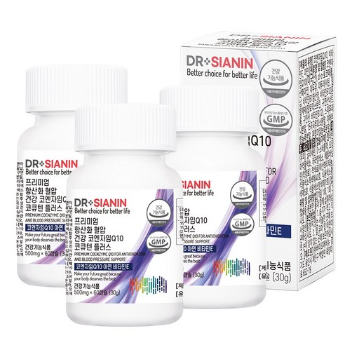 닥터시아닌 프리미엄 항산화 혈압 건강 코엔자임Q10 코큐텐 플러스, 3개, 500mg/30g/60캡슐