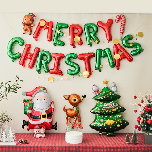 크리스마스 풍선 파티 장식 세트 가랜드 도트별, 알파벳세트+산타+트리+루돌프