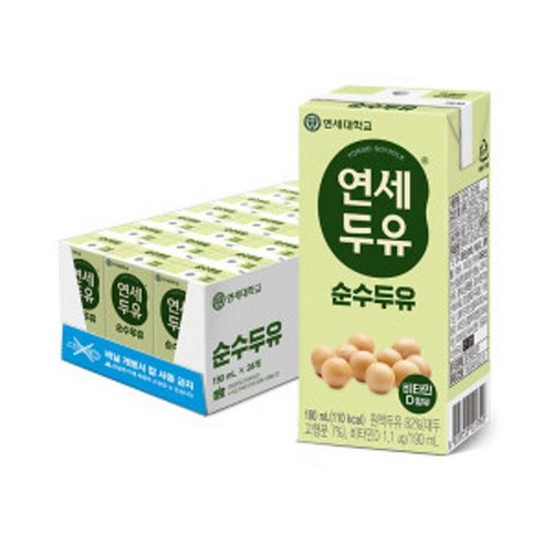 [영양 가득한] 연세두유 순수두유 190ml 24팩 / 영양두유 1셋트 [고칼슘 시니어 건강두유 칼슘 아침음료] [집들이 병문안 어르신음료], 5셋트