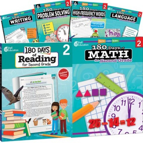 (영문도서) 180 Days Reading High-Frequency Words Math Problem Solving Writing & Language Grade 2: 6... Paperback, Shell Education Pub, English, 9781425827991