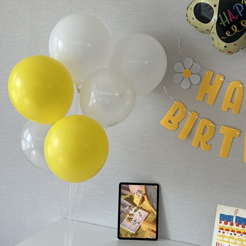 하피블리 강아지 생일 파티 뼈다귀 발바닥 풍선 생일상 용품 세트, 생일가랜드(옐로우)