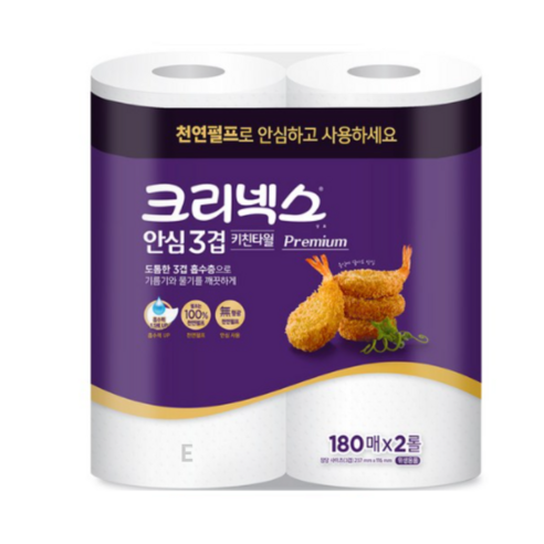 크리넥스 안심 3겹 키친타월 프리미엄 180매, 4개