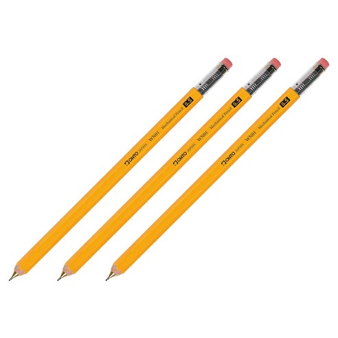 OHTO 목제 샤프 WN01 옐로, 0.5mm, 3개