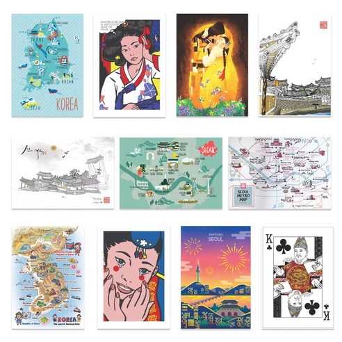 인디트래블 한국사랑 아트엽서 13장 세트
