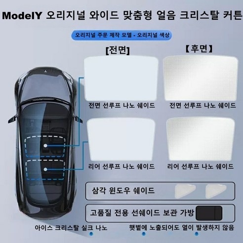 적용 가능(호환 가능) 대상 테슬라 모델Y 선쉐이드 처짐없는 자외선 가림막 차양막 단열 및 빛 차단 기능., 화이트, 4피스
