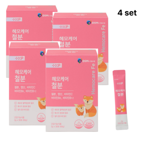 늘 피곤하고 무기력하고 예민할때,어지럽고 자꾸 깜박할땐 맛있고 흡수율 좋은 리포퍼 철분 아이부터 어른까지 헤모케어 철분, 4세트, 30회분