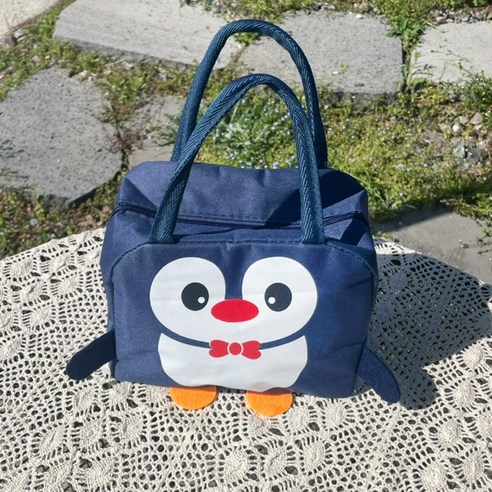자피스 귀여운 캐릭터 보냉가방 도시락 보온 보냉 가방, 펭귄(네이비)