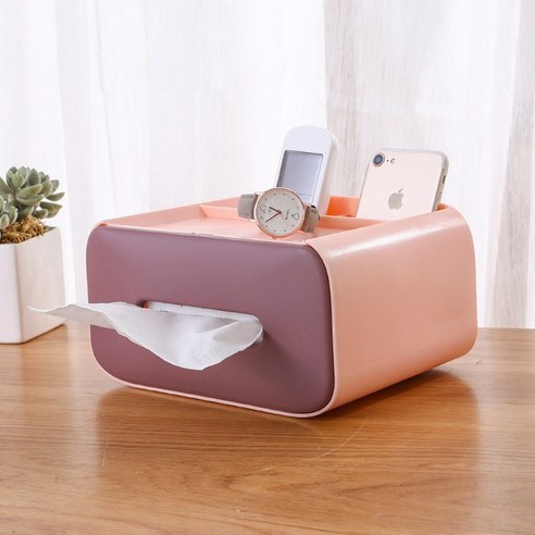 FREELIFE 티슈 스토리지 박스 냅킨 홀더 다기능 잡화 거실 홈 오피스 용 편지지 주최자, 1개, Style D Cherry Pink-558