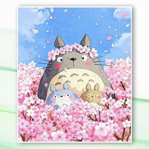뿌로리 보석십자수 재미있는 취미 40X50 패브릭형 도안 중형, 토토로, 1개