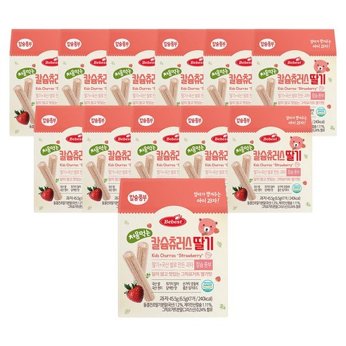 베베스트 처음먹는 칼슘 츄러스 딸기 12개, 45.5g