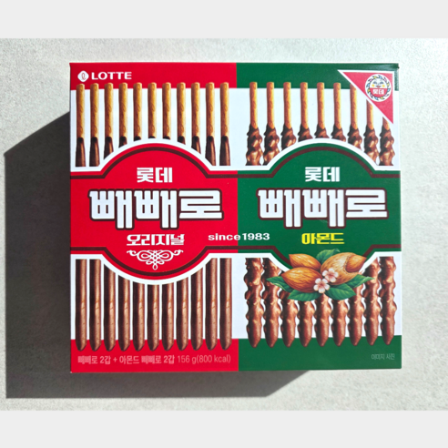 빼빼로 오리지널 46gX2갑+아몬드 32gX2갑 (혼합4입세트), 1개, 156g