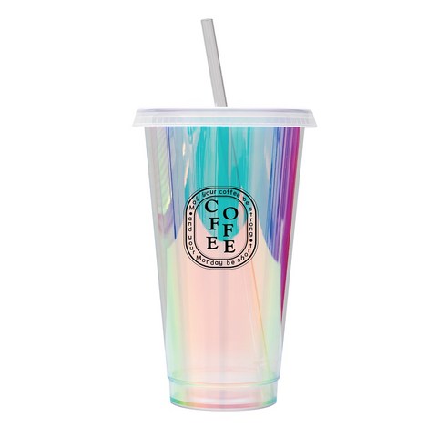 레인보우 텀블러 빨대 콜드컵 710ml, 2개