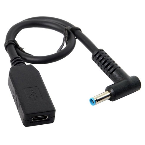 USB 3.1 유형 C USB-C TO DC 20V 4.5 DELL HP POWER PD 에뮬레이터 트리거 케이블 용 3.0mm, 검정, 하나