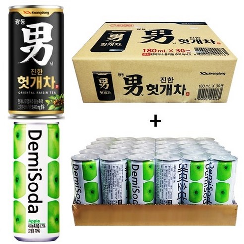 광동 힘찬하루 헛개차 180ml(30캔) + 데미소다 애플 250ml(30캔)