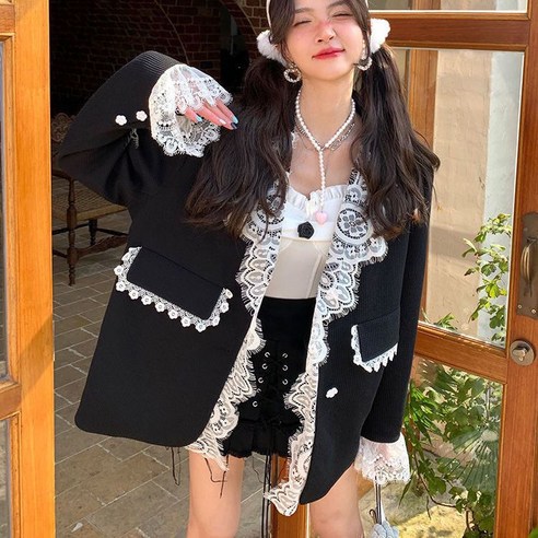 라오농 레이스 바느질 정장 재킷 여성 가을 새 루즈 정장 탑 재킷 GEAK07J