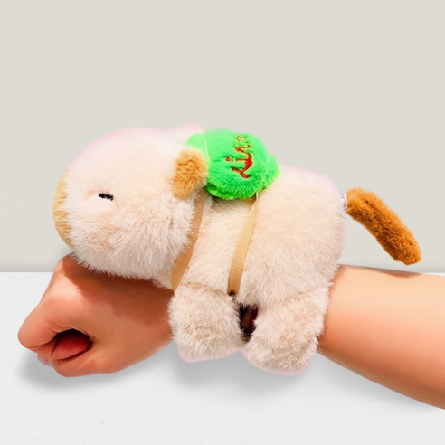 몽드네 카피바라 자동차 인형 차량 액세서리 자동차 꾸미기 손목 밴드 팔찌 가방 꾸미기, 1개, 연베이지 흔들 꼬리