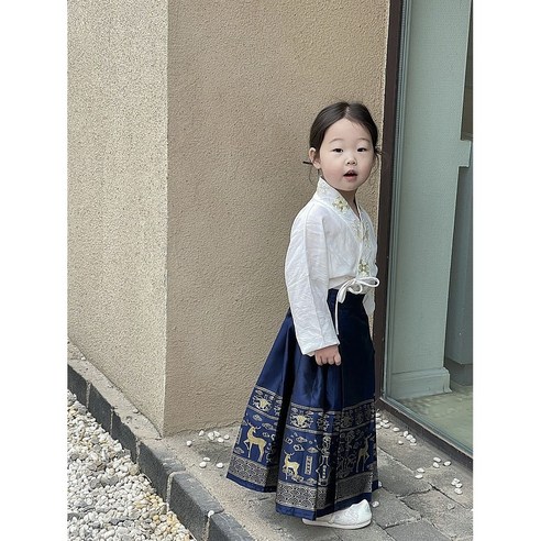 소미네 여아 아동 주니어 자수한복세트 투피스 데일리 등원룩