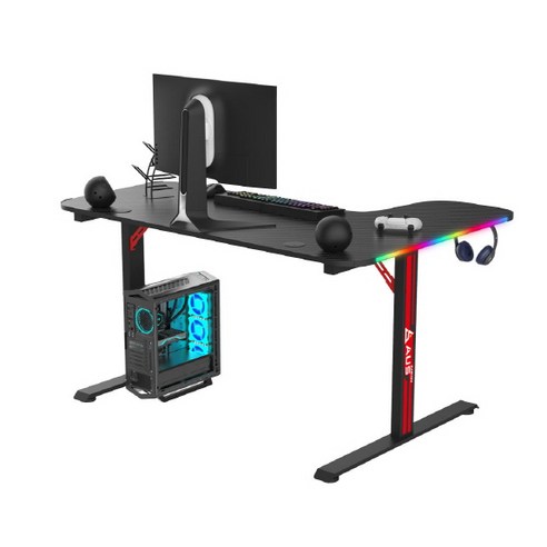 L자형 카본책상 LED 게이밍데스크