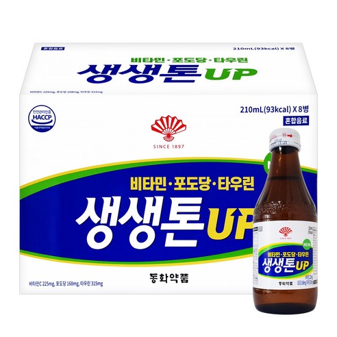동화제약 생생톤UP 활력드링크 비타민+포도당+타우린, 210ml, 8개