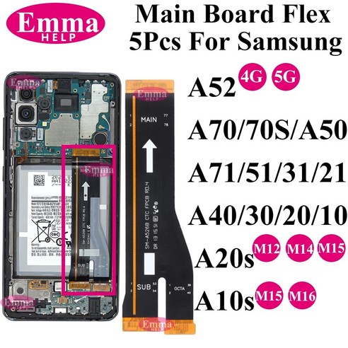 EmmaHelp 메인 보드 플렉스 삼성 갤럭시 A70 A21S A31 A51 A71 A50 A40 A30 A20S A10 A10S M12 M14 M15, 4.A40 main flex, 1개 s21메인보드