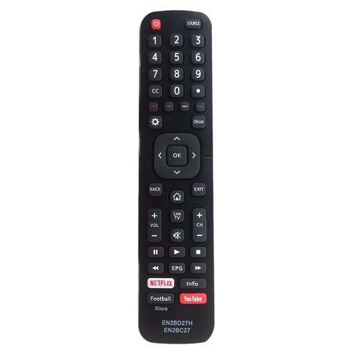 노 브랜드 TV 리모컨 Hisense 지능형 리모컨 EN2BC27/EN2BD27H용 교체, 스마트 TV 리모컨