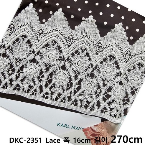 DKLACE 자수 레이스 DKC-2351 케미칼 레이스 ( 폭 16cm {길이 90cm 180cm 270cm 14.5yd(1롤)} 기준 ), WHITE-3, 1개