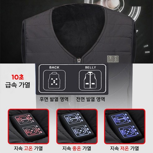 남여공용 따스미발열조끼 방한열선 이중온도제어USB온열 두텁게조끼 KC인증