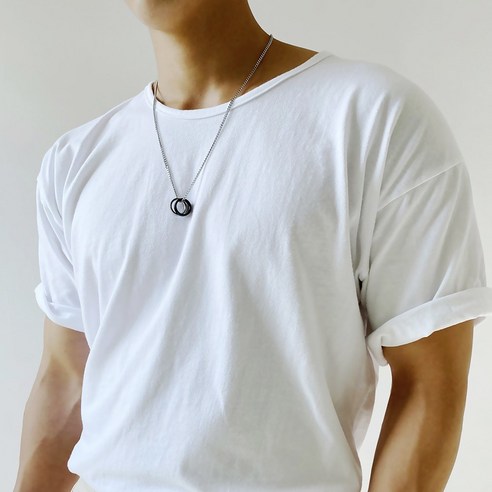 노이드비 써지컬스틸 플랫심플투링 남자목걸이