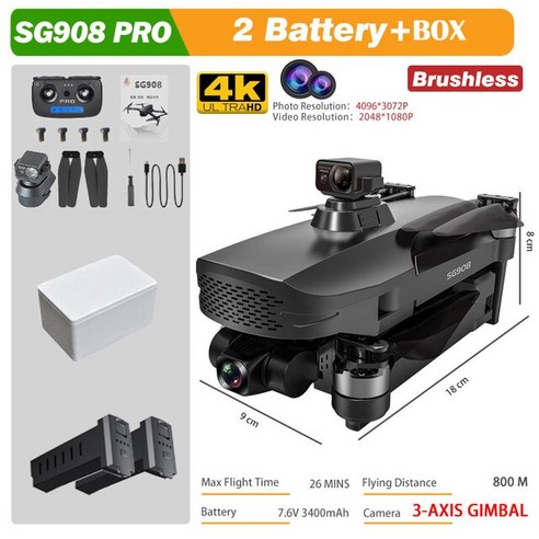 SG908 맥스 GPS 드론 4K 전문 3 축 짐벌 HD 카메라 5G 와이파이 FPV 3km RC 헬리콥터 쿼드콥터 VS F11S 프, 17 SG908PRO 2B BAG 32G