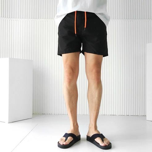 로니제이 남자 남녀공용 여름 스윔팬츠 매쉬 속바지 방수 워터 밴딩 수영복 반바지, 블랙