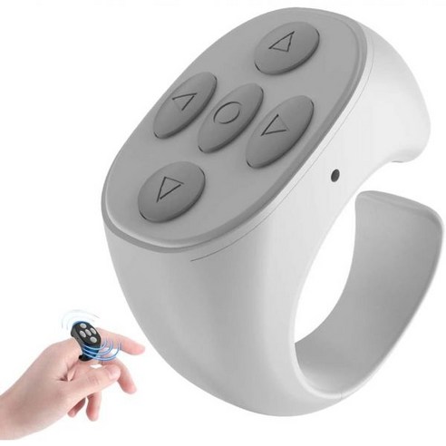 Fingertip Wireless Bluetooth Remote Control Finger Tip Video Scrolling Ring Page Turner Scroller f, White