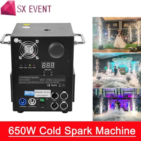 무대 안개 머신 Dmx 및 원격 제어 스파크 분수 스파클 결혼식 축하 650W 콜드 불꽃 놀이 기계, 1.1PCS 650W Machine - euro plu