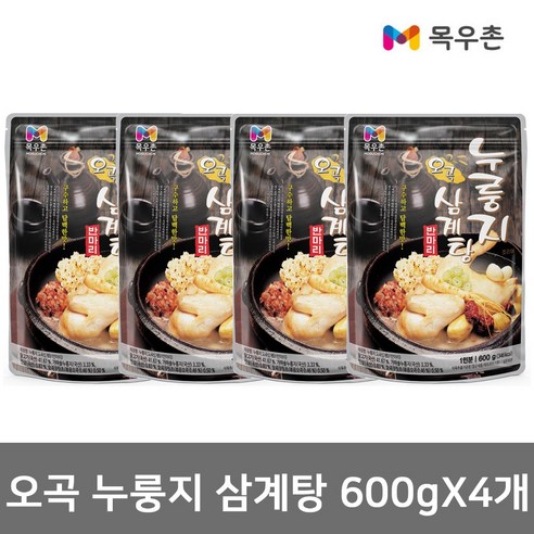 목우촌 누룽지 오곡 삼계탕 600g x 4개 초복 닭죽 즉석 여름 보양식 닭 백숙, 1세트