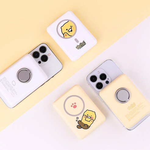 카카오프렌즈 춘식이 10 000mah 맥세이프 스탠드형 보조배터리, 춘식이 보조배터리 가득찬