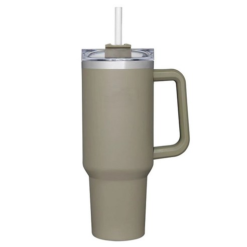 1200ml 대용량 손잡이 텀블러 보온보냉 빨대 콜드컵, 회색