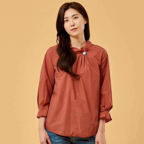 지센 여성 버튼 장식 블라우스 LFTBL802_BR