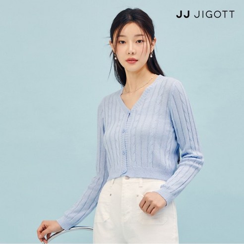 JJ지고트 골지 레이어 브이넥 가디건 GP5P1CD521