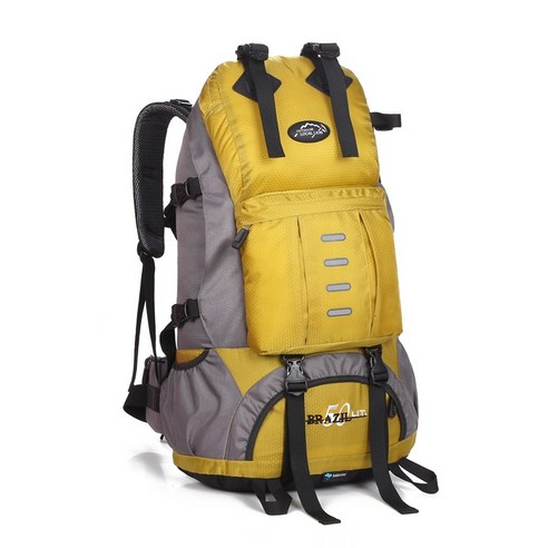 별섬섬 등산 가방 야외 트레킹 가방 라이딩 가방 캠핑 가방, 노랑, 황색, 50리터