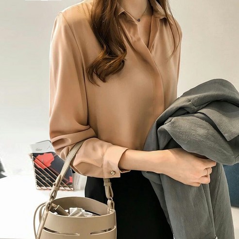 봄과 가을 쉬폰 셔츠 여성용 긴 소매 셔츠