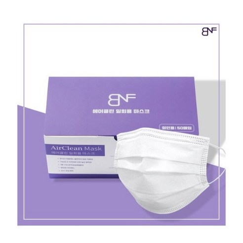 BNF 에어클린 대형 일회용 덴탈마스크, 화이트, 3개, 50매입