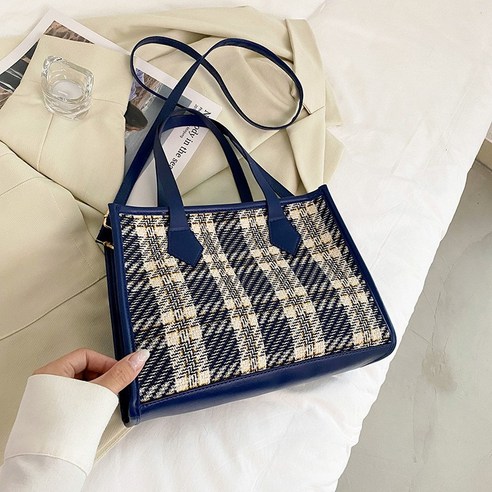 KORELAN 대용량 가방 여자 가을 심플 2022 트렌디 핸드백 숄더백 수업 통근 체크무늬 토트백 품질이 좋다.