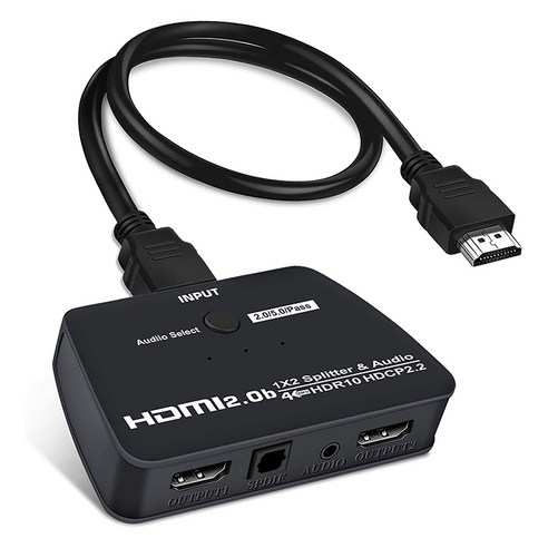 노 브랜드 오디오 추출기가 있는 4K@60Hz HDMI 분배기 1X2 아베디오 링크 1 In 2 듀얼 모니터용 출력, 쪼개는 도구