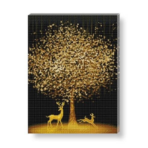 루야스 DIY 보석십자수 캔버스형 액자형 취미생활 40x50cm 1세트, 05_황금나무 꽃사슴