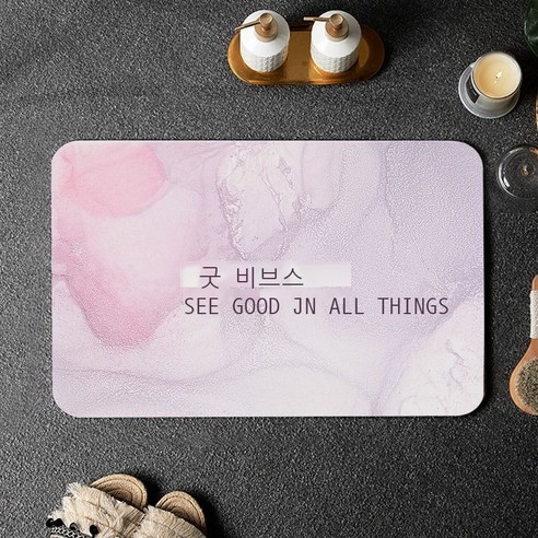 규조 진흙 욕실 미끄럼 방지 매트 화장실 입구 흡수 매트 바닥 깔개 속건성 발판 매트, 30*40CM, 심쿵 귀항